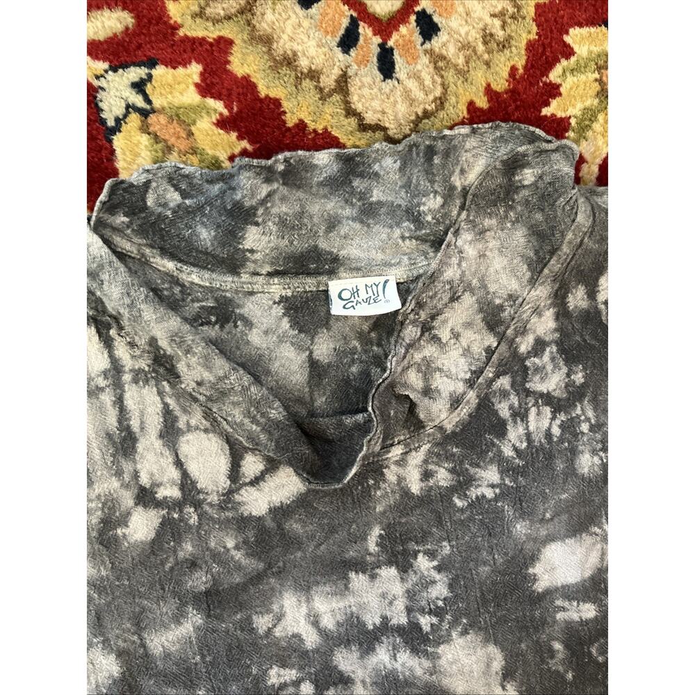 Oh My Gauze Dress 2 L/XL Black Blue Gray Tie Dye Boho Hippie Lagenlook Maxi - Picture 9 of 13